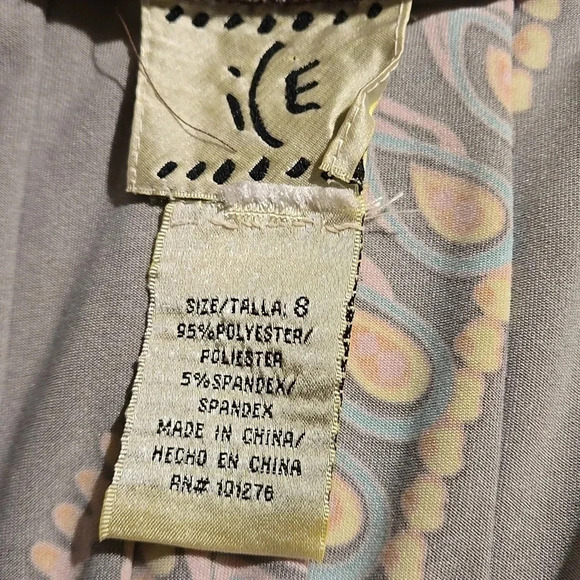 ECI: Boho Short Sleeve Paisley Midi Dress Pleated Back Shoulders Women size 8 - Picture 9 of 14